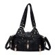 Washed Mother Bag Rivet Shoulder Messenger Bag With Diamond