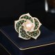 Natural Freshwater Pearl Zircon Inlaid Hollowed Flower Brooch