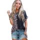 Leopard Print Contrast Color Printed Pullover Women New Fashion Round Neck Loose Short Sleeve T-shirt Women